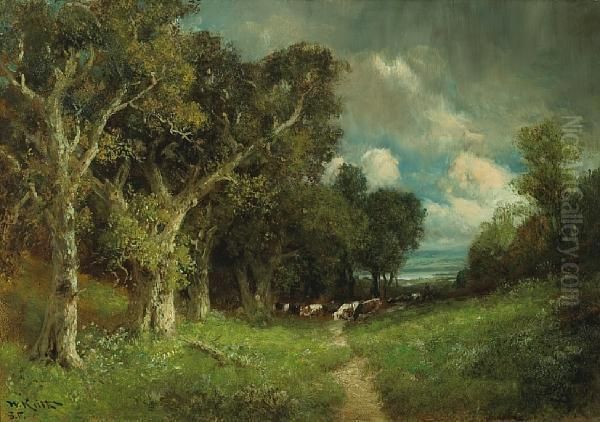 Under The Oaks Oil Painting by William Keith