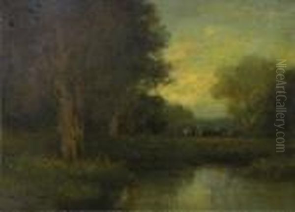 Oaks By A Pond Oil Painting by William Keith