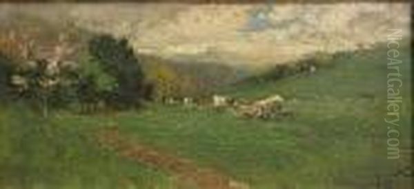 Sheep Grazing In A Valley Oil Painting by William Keith