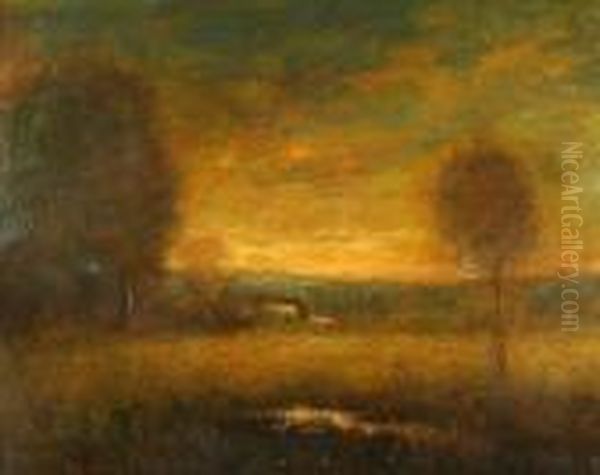 Western Sunset, Innes Sunset Oil Painting by William Keith