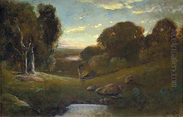 Landscape At Sunset Oil Painting by William Keith