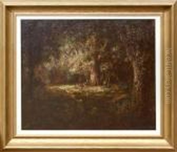 Wooded Landscape Oil Painting by William Keith