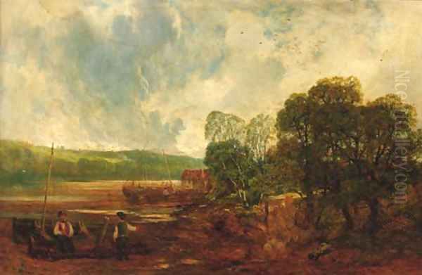 A creek on the Severn Oil Painting by John Wright Oakes