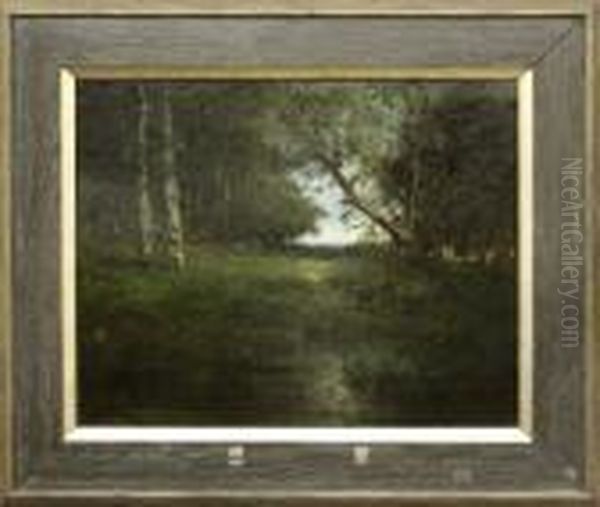 Framed Oil On Board, Wooded Landscape Oil Painting by William Keith