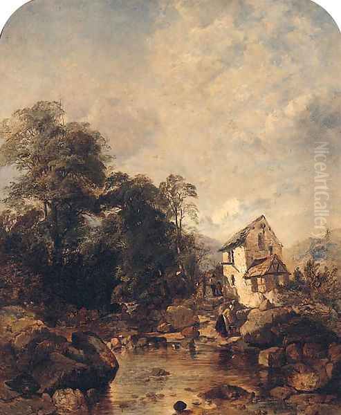 On the Stockgill River, Ambleside Oil Painting by John Wright Oakes