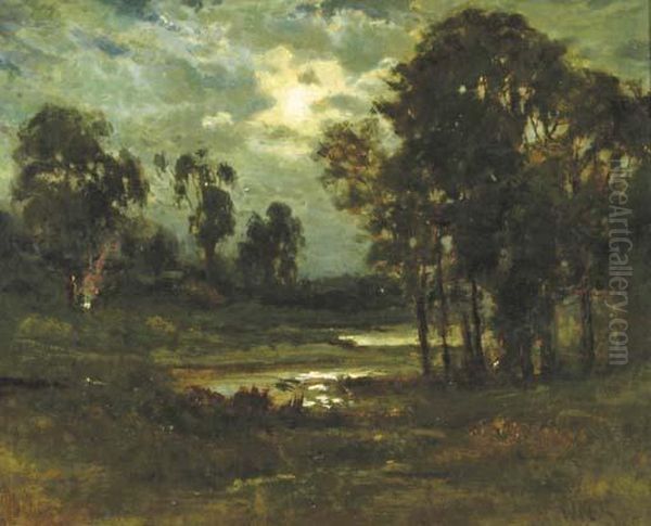 Moonlit Landscape Oil Painting by William Keith