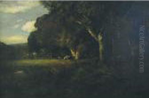 Landscape With Cows Oil Painting by William Keith