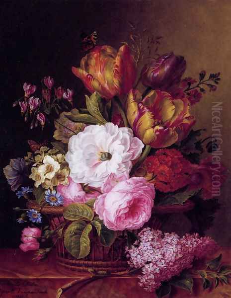 Panier De Fleurs Oil Painting by Amelie-Pauline Oberlin