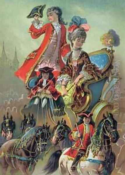 In the Chariot illustration from The Nutcracker Oil Painting by Carl Offterdinger