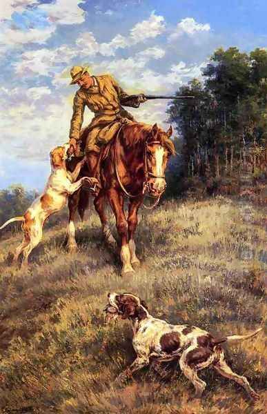 A Hunter and His Dogs Oil Painting by Edmund Henry Osthaus