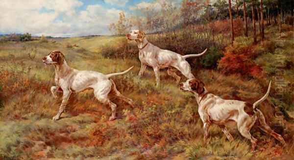 Hunting in the Fall - Three Pointers Oil Painting by Edmund Henry Osthaus