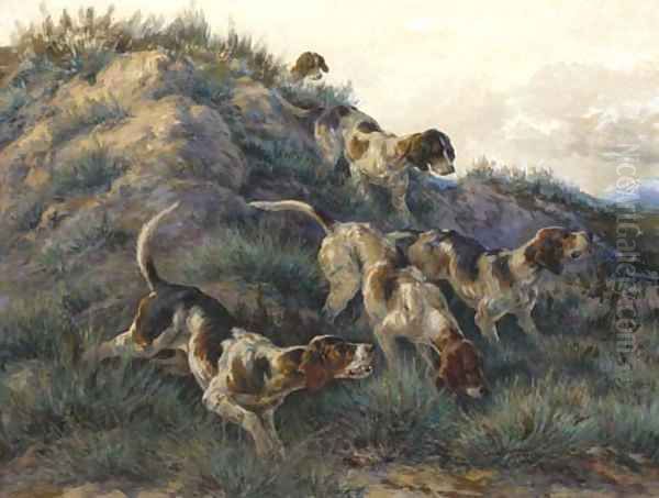 Hounds on a scent Oil Painting by Edmund Henry Osthaus