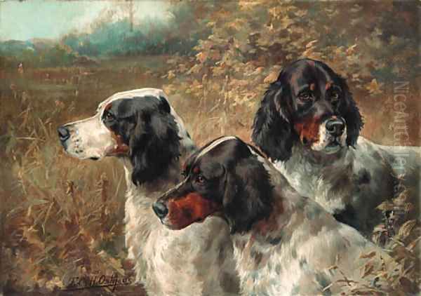 Three English Setters Oil Painting by Edmund Henry Osthaus