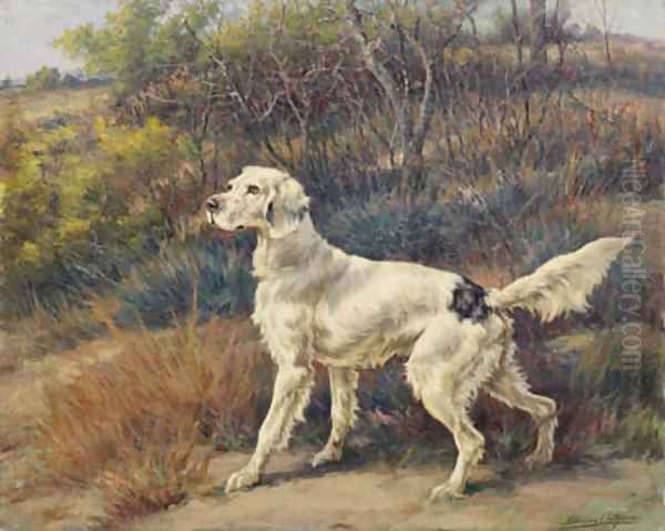 A Setter in a Landscape Oil Painting by Edmund Henry Osthaus