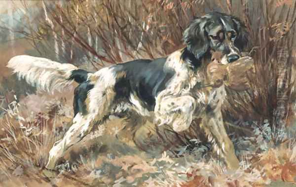 A Setter Retrieving Oil Painting by Edmund Henry Osthaus