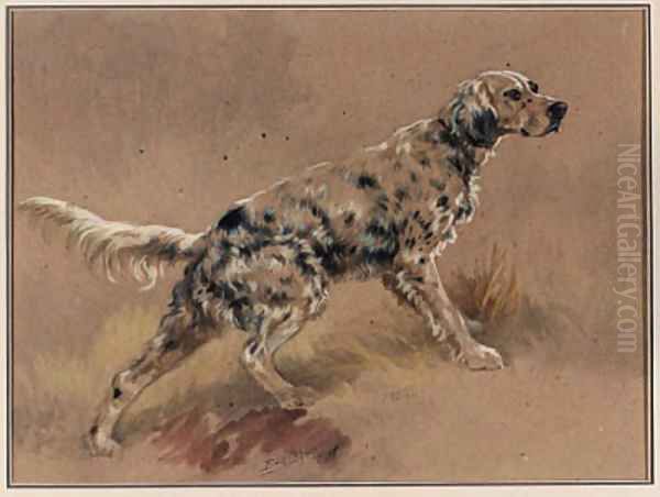 An English Setter in a Landscape Oil Painting by Edmund Henry Osthaus