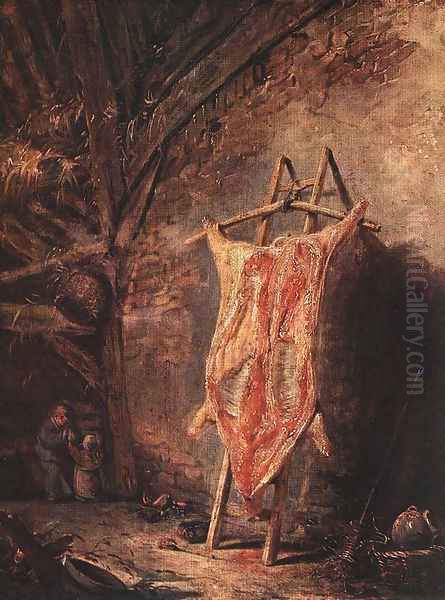 The Cut Pig Oil Painting by Isaack Jansz. van Ostade