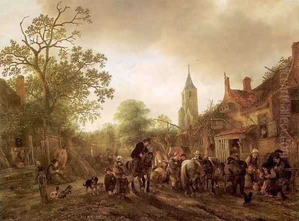 The Halt at the Inn 1645 Oil Painting by Isaack Jansz. van Ostade