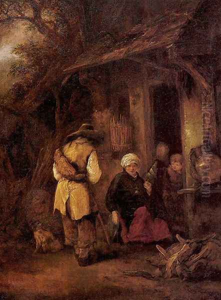 Rest by a Cottage 1648 Oil Painting by Isaack Jansz. van Ostade