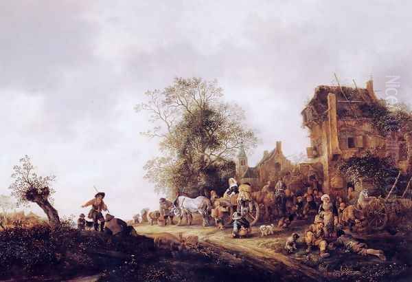 Travellers at a Country Inn Oil Painting by Isaack Jansz. van Ostade