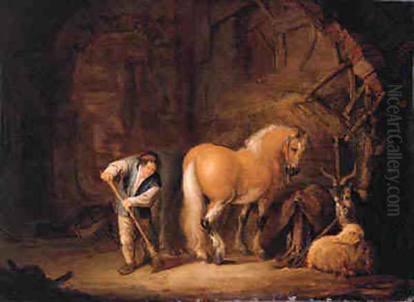 Horses Oil Painting by Isaack Jansz. van Ostade