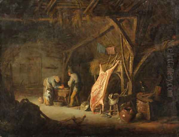 Peasants in a barn Oil Painting by Isaack Jansz. van Ostade