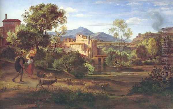 Italian Landscape 1830 Oil Painting by Johann Heinrich Ferdinand Olivier