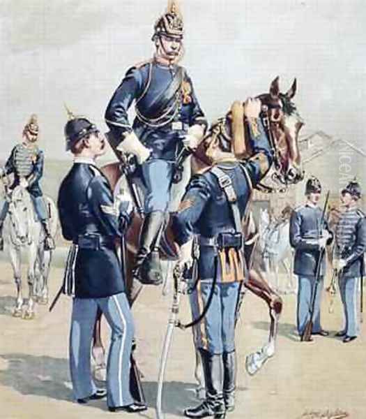 US Cavalry and Infantry full dress 1888 Oil Painting by Henry Alexander Ogden