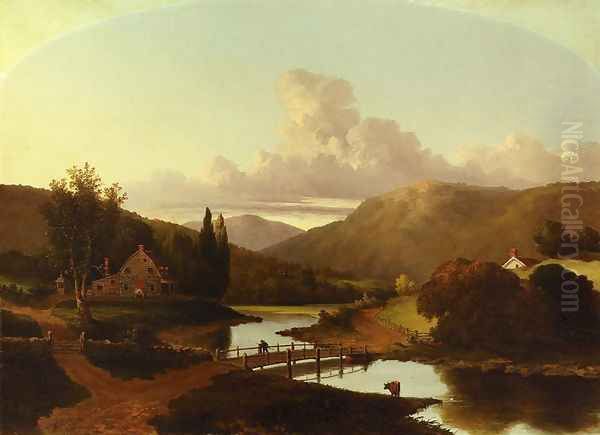 Fishing at a River's Bend Oil Painting by Walter Mason Oddie