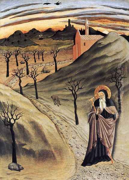 St Anthony Tempted by Gold c. 1440 Oil Painting by Master of the Osservanza