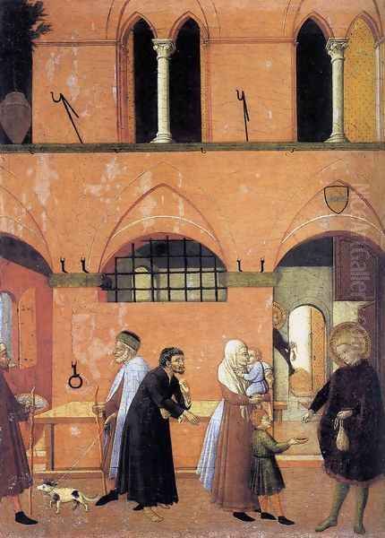 St Anthony Distributing his Wealth to the Poor Oil Painting by Master of the Osservanza