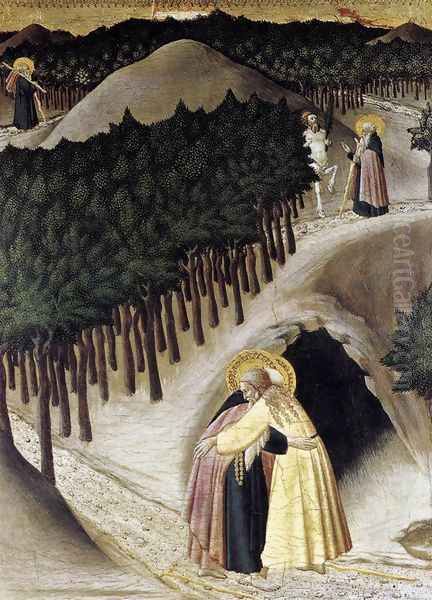 St Anthony Goes in Search of St Paul the Hermit Oil Painting by Master of the Osservanza