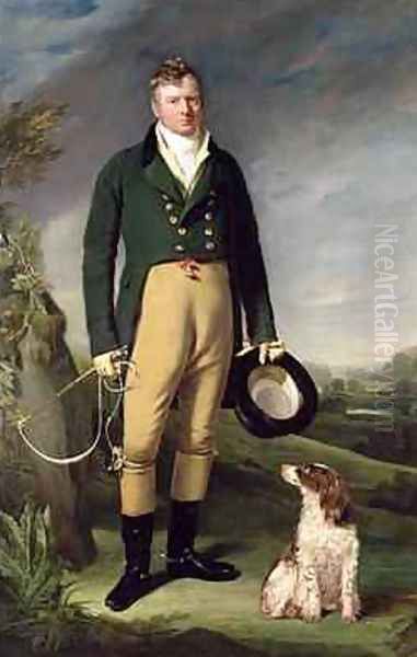 An Unknown Man With his Dog, 1815 Oil Painting by William Owen