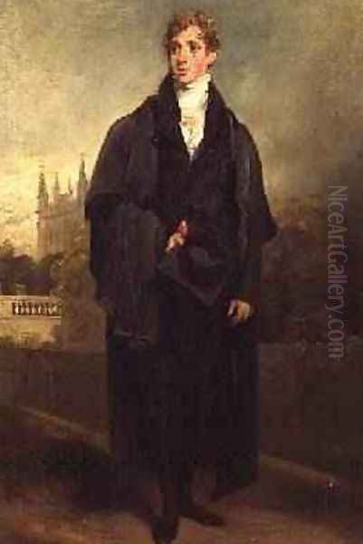 Portrait of Henry Townley 1769-1825 standing in Academic dress, Merton College, Oxford possibly in the background Oil Painting by William Owen