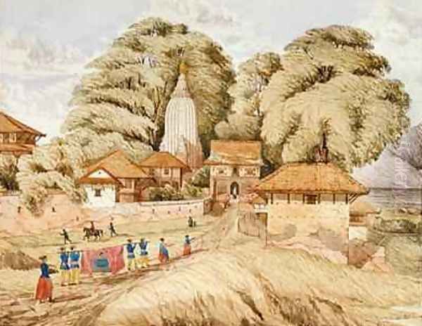 Narain Hitthee near Kathmandoo Nepal Oil Painting by Dr. H.A. Oldfield