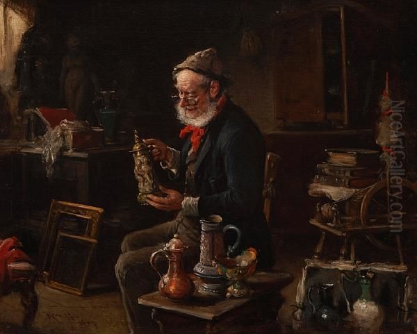 The Old Antiquarian Oil Painting by Hermann Kern