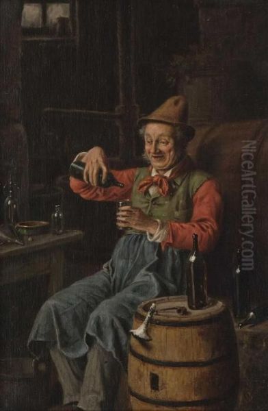 Im Weinkeller Oil Painting by Hermann Kern