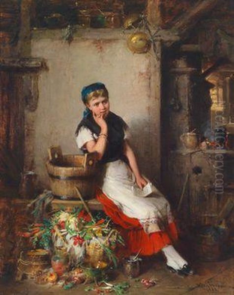 In Der Kuche Oil Painting by Hermann Kern