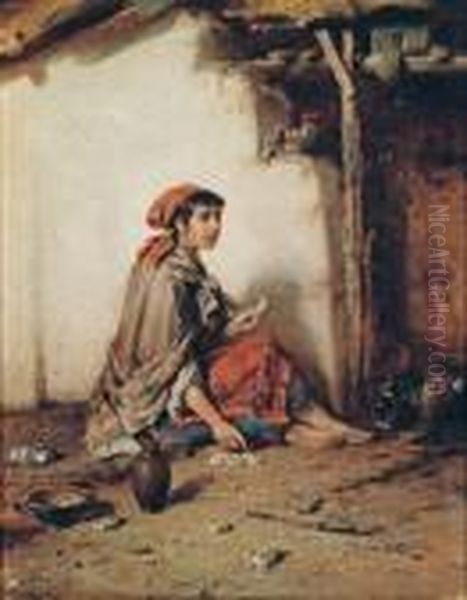 Die Kartenlegerin Oil Painting by Hermann Kern