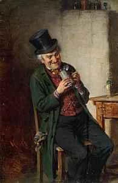 Biertrinkender Bauer Oil Painting by Hermann Kern