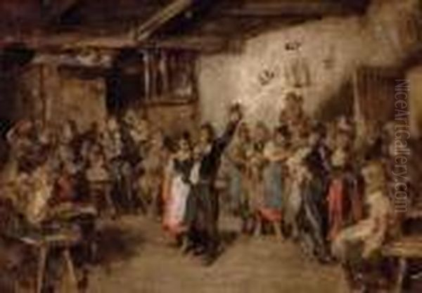 Das Junge Bauernpaar In Der Wirtsstube Oil Painting by Hermann Kern