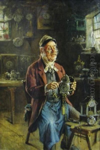 The Clock Maker Oil Painting by Hermann Kern