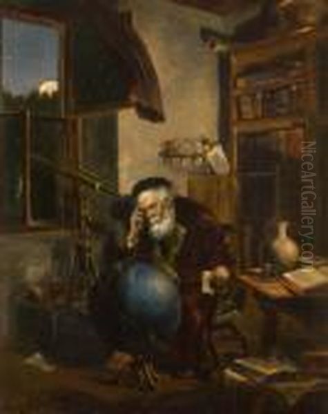 An Astronomer In His Studio. Oil Painting by Hermann Kern