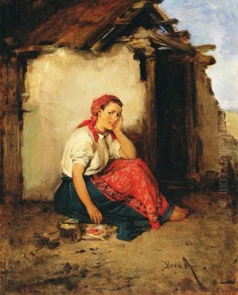 Wait Oil Painting by Hermann Kern