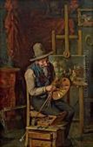 Der Maler Im Atelier Oil Painting by Hermann Kern