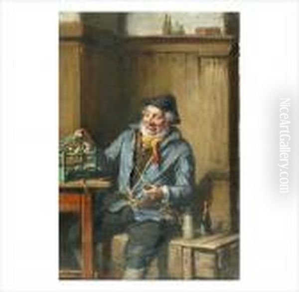 Le Pecheur Et L'oiseau Oil Painting by Hermann Kern