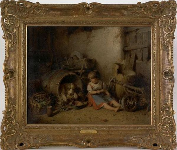 Playmates Oil Painting by Hermann Kern