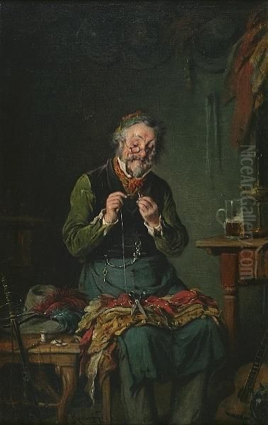 Tailor At Work Oil Painting by Hermann Kern