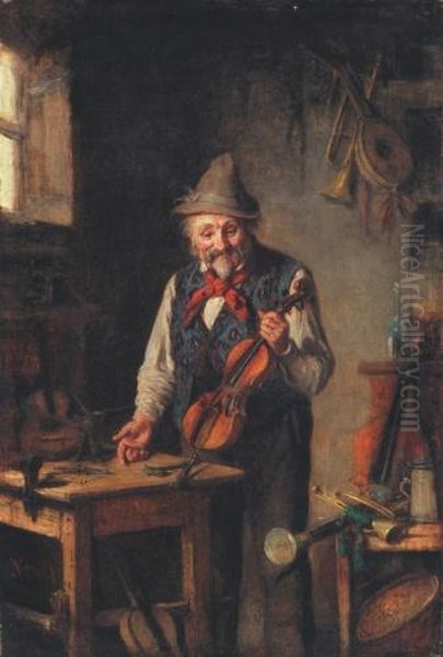 Violin Maker Oil Painting by Hermann Kern