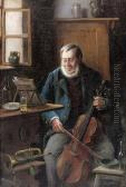 Der Musiker. Oil Painting by Hermann Kern